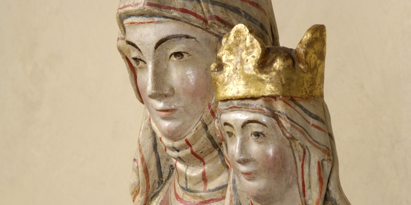 Sainte Anne, la Vierge et le Christ (détail), bois polychrome, XVe-XVIe siècle